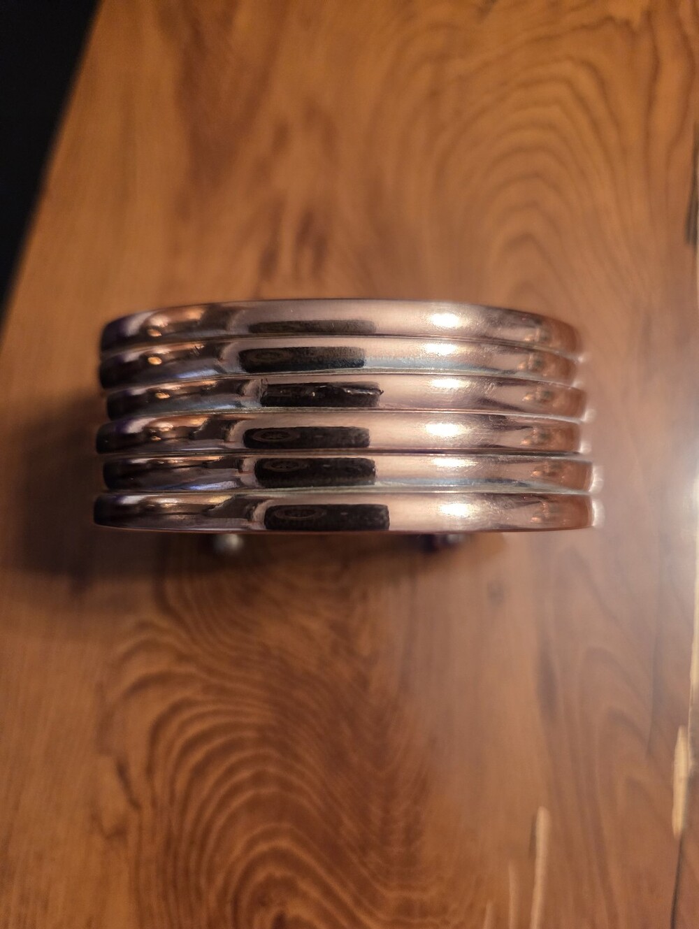 Vintage Women's Multi-Band 6 Movable Ribs Copper Cuff Bracelet